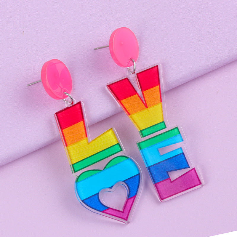 Wholesale Valentine's Day LOVE Letter Acrylic Personality Simple Heart Earrings